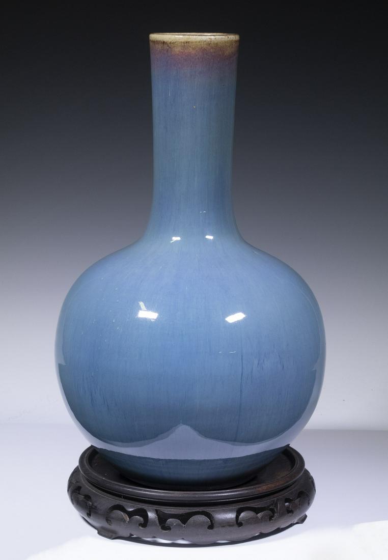 CHINESE SKY BLUE FLAMBE VASE (1 of 4)