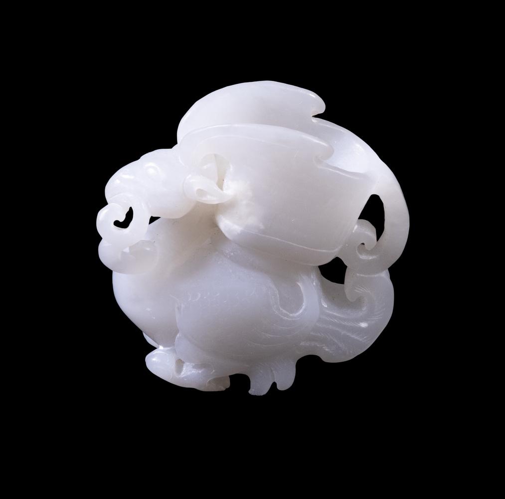 CHINESE QING WHITE JADE MINIATURE PHOENIX FORM MEASURE (1 of 2)