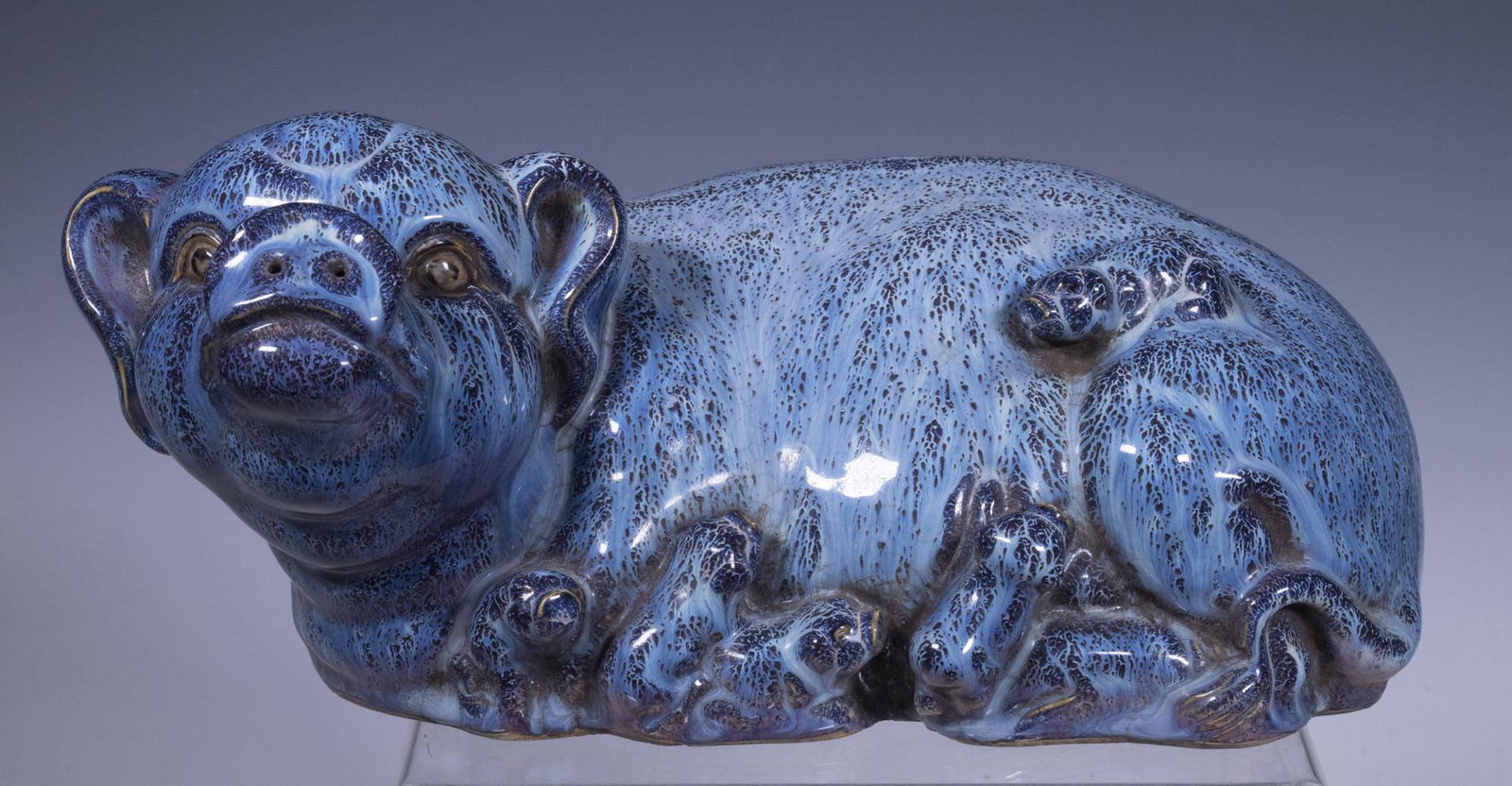 CHINESE FLAMBE GLAZE PORCELAIN PIG (1 of 4)