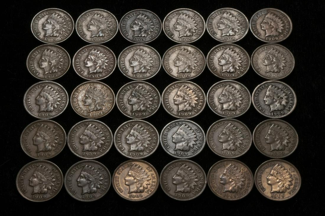 LOT OF (30) 1909 INDIAN HEAD CENTS (1 of 2)