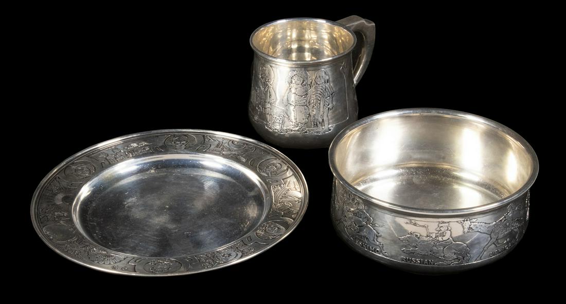 WILLIAM B. KERR STERLING BABY SET, SOLD BY J.E. CALDWELL (1 of 5)