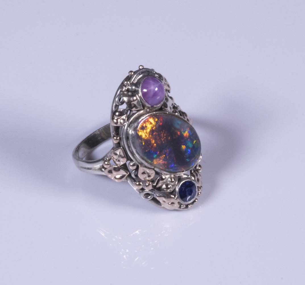 ART NOUVEAU BLACK OPAL RING (1 of 3)
