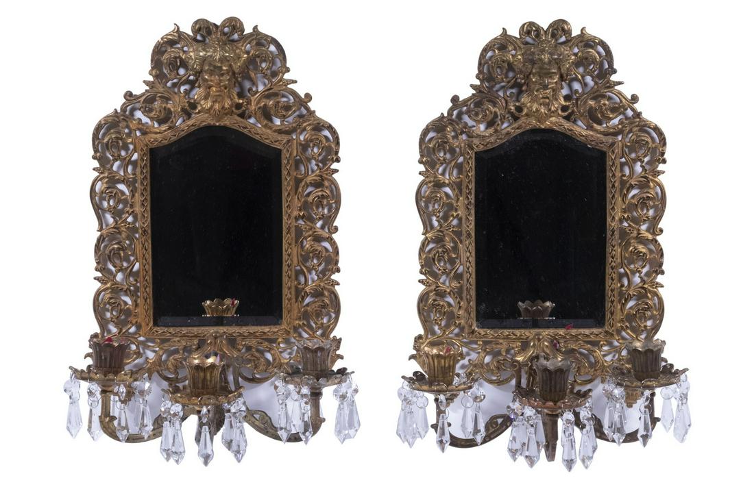 PR BRADLEY & HUBBARD MIRRORED WALL SCONCES (1 of 4)