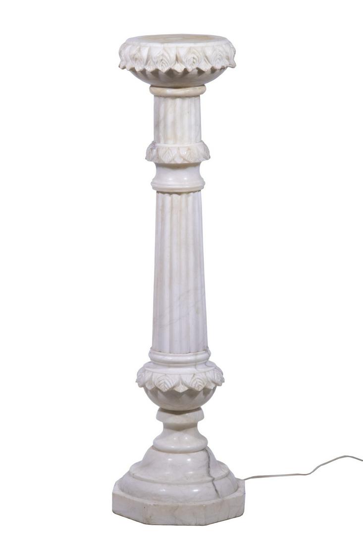 CARVED ALABASTER PEDESTAL WITH INTERIOR LIGHT (1 of 3)