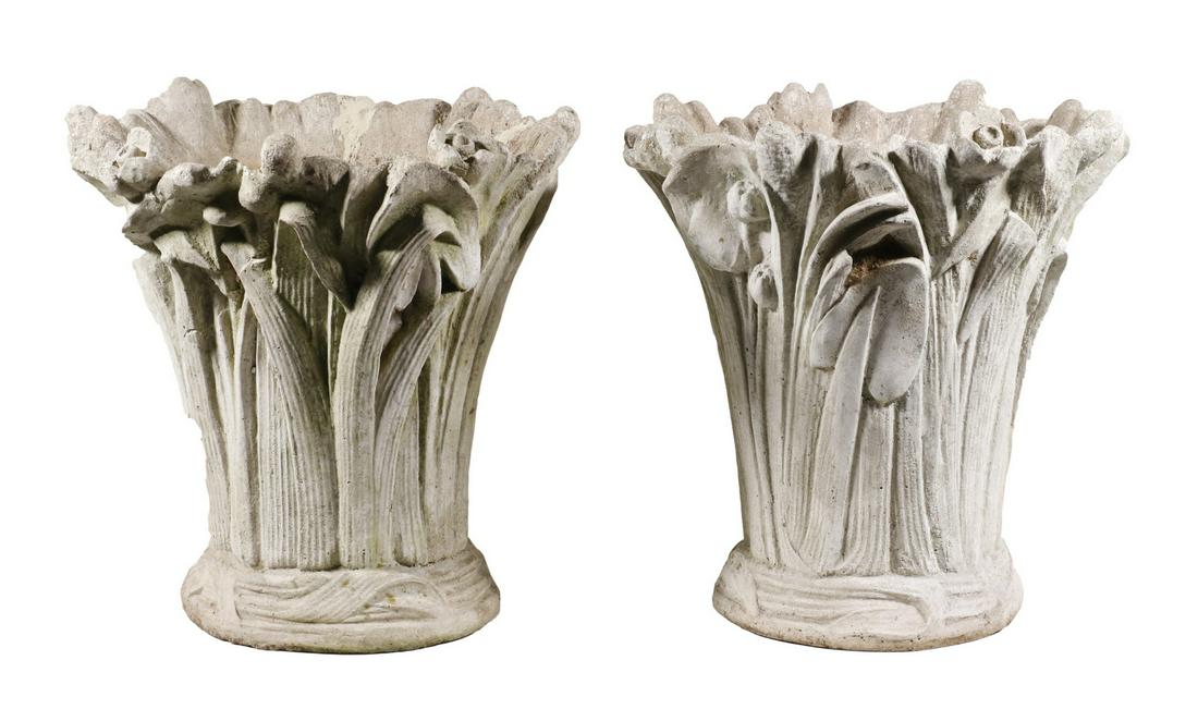 PAIR OF 1920'S CAST CONCRETE GARDEN PLANTERS (1 of 2)