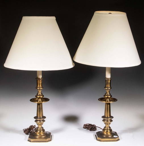 PAIR OF HEAVY BRASS TABLE LAMPS (4158) on Jan 18, 2023 Thomaston