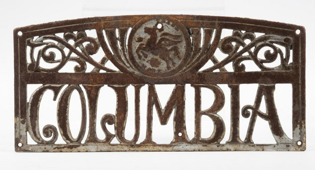CAST IRON "COLUMBIA" SIGN (1 of 2)