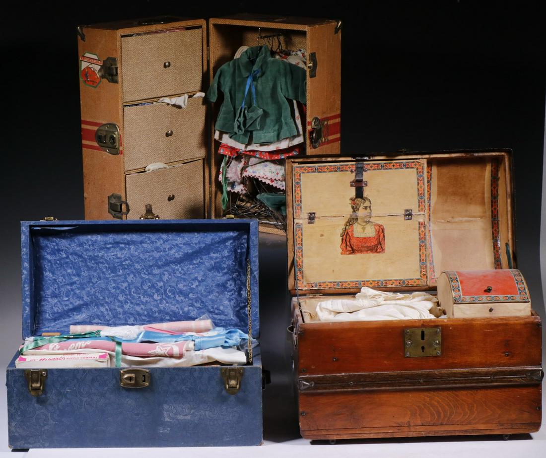 (3) DOLL TRUNKS, PLUS CLOTHING & ACCESSORIES (1 of 4)