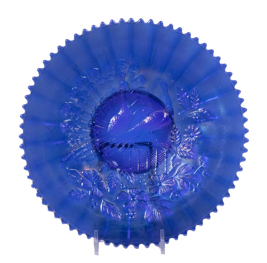 NORTHWOOD "PEACOCKS" ELECTRIC BLUE PLATE (1 of 2)