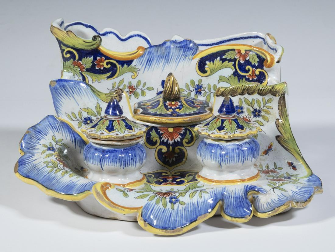 FRENCH FAIENCE POTTERY DESK STAND (1 of 6)