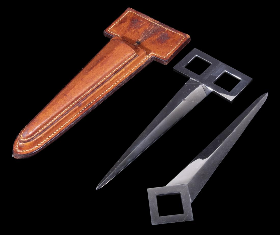 CARTIER 3 PIECE CHROME AND LEATHER DESK SET (1 of 3)