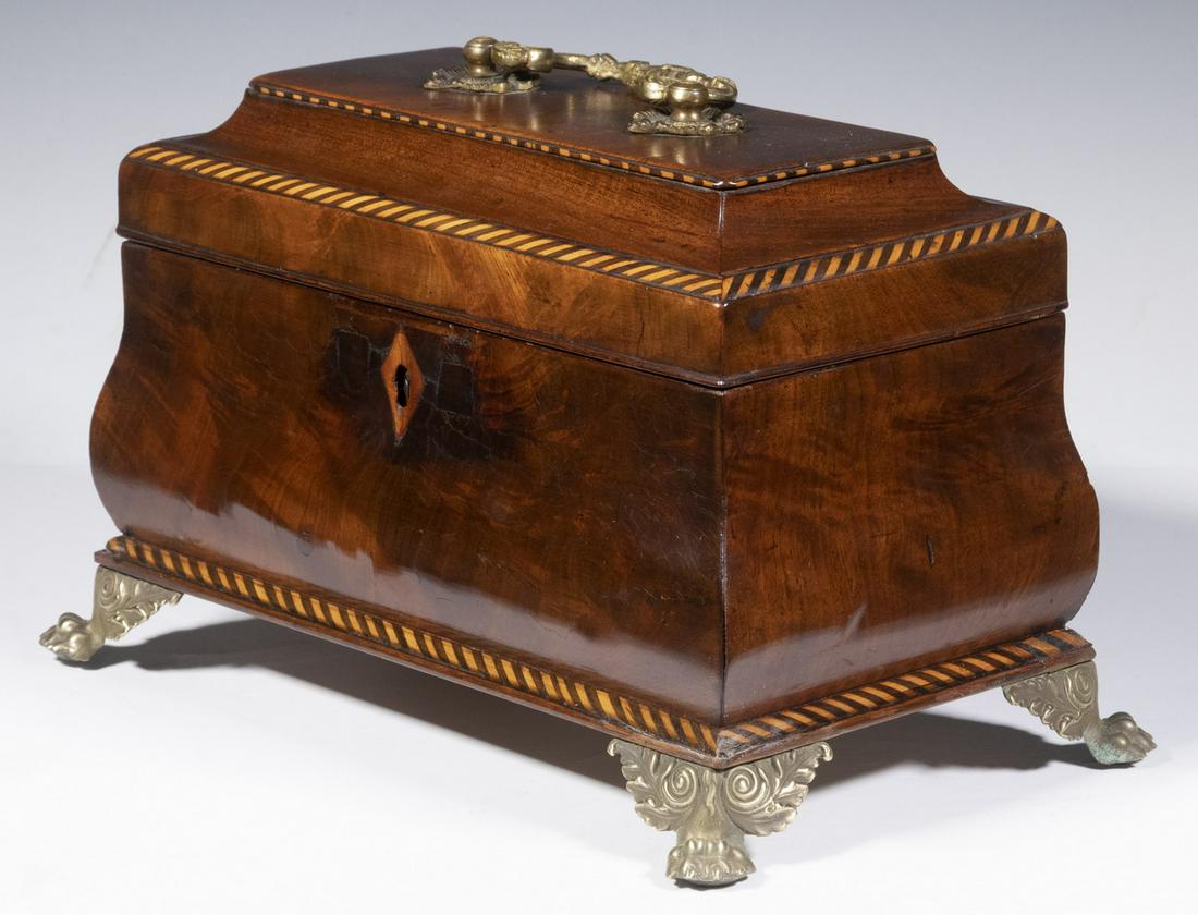 MAHOGANY BOMBE FORM TEA CADDY (1 of 5)