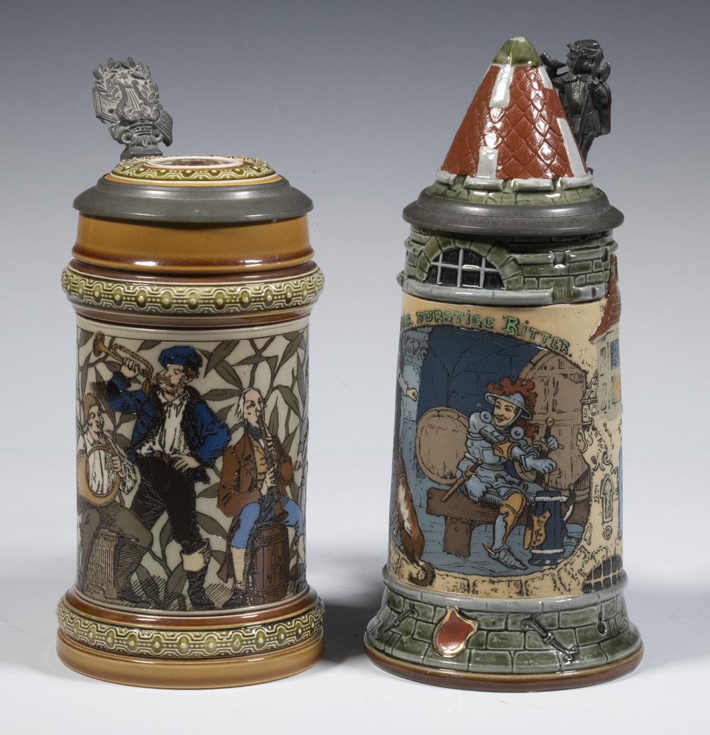 METTLACH 1/2-LITER BEER STEINS - #2382 & #1163 (1 of 6)