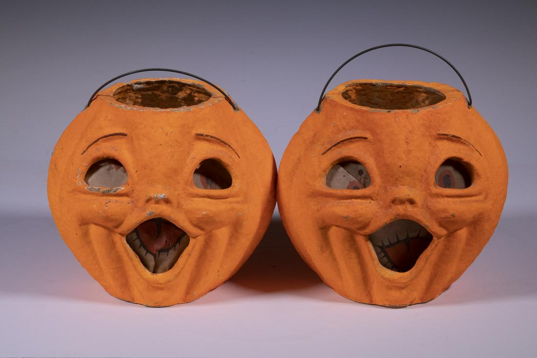 (2) PAPER MACHE JACK-O-LANTERNS (1 of 2)
