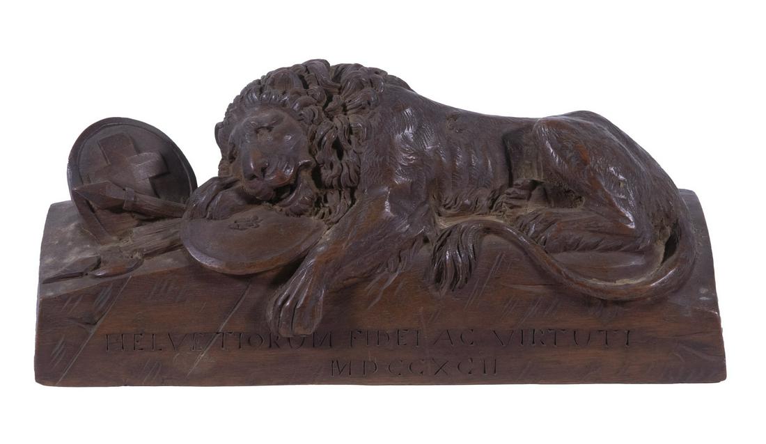 WOODEN "LION OF LUCERNE" SCULPTURE (1 of 3)