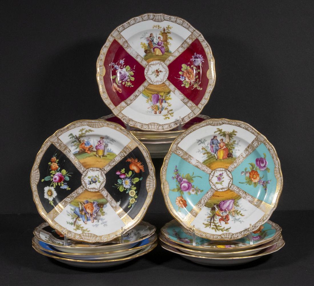 (12) MEISSEN PORCELAIN PLATES WITH COURTING SCENES (1 of 2)