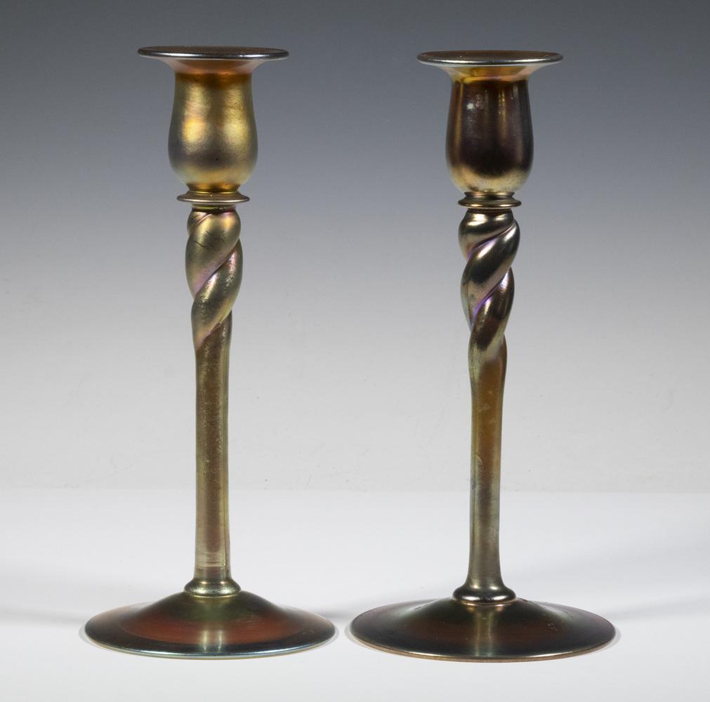 PR STEUBEN GOLD AURENE CANDLESTICKS (1 of 5)