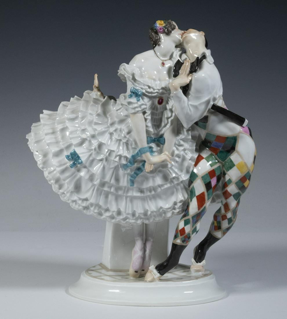 MEISSEN PORCELAIN HARLEQUIN & COLUMBINE FIGURAL GROUP (1 of 4)