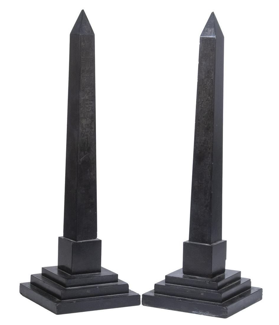 PAIR OF BLACKSTONE OBELISKS, MANTEL GARNITURES (1 of 5)