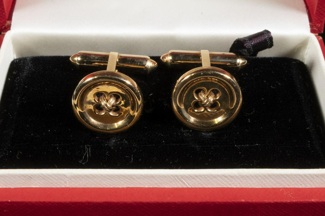 PR OF CARTIER 14K GOLD BUTTON FORM CUFFLINKS (1 of 3)
