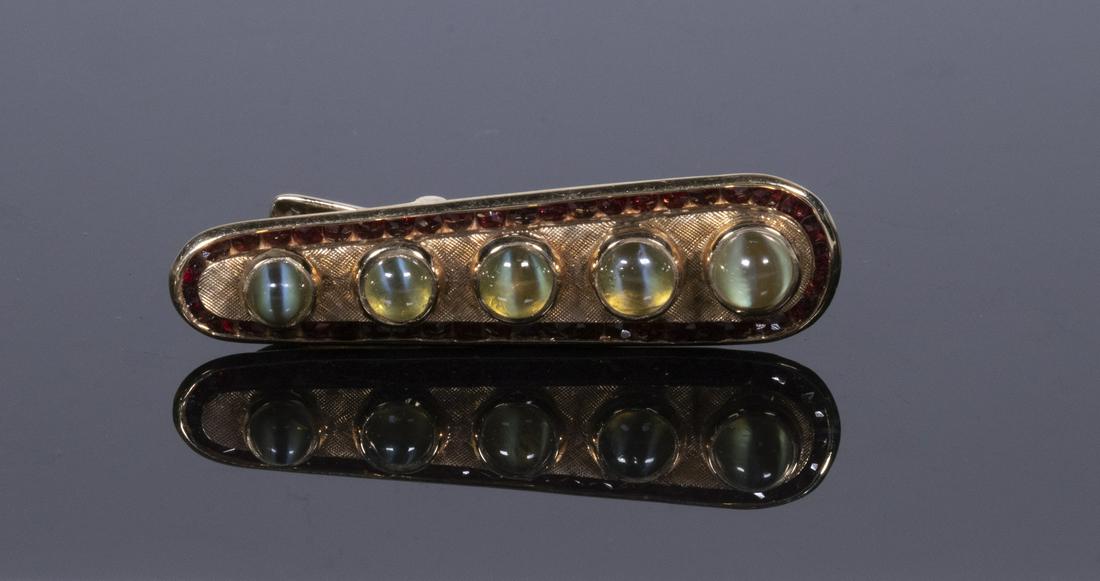 LUCIEN PICCARD GEMSET GOLD TIE CLIP (1 of 2)