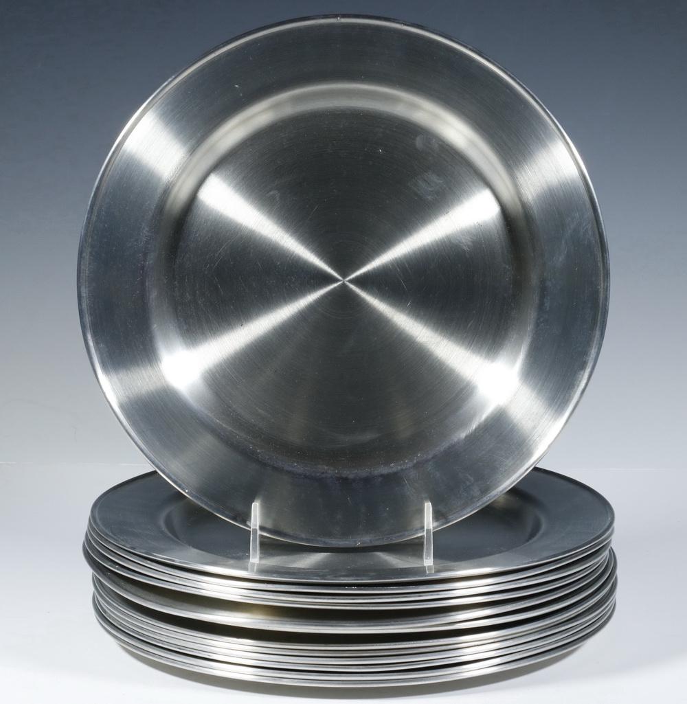 (13 PCS) PEWTER SERVICE PLATES (1 of 3)