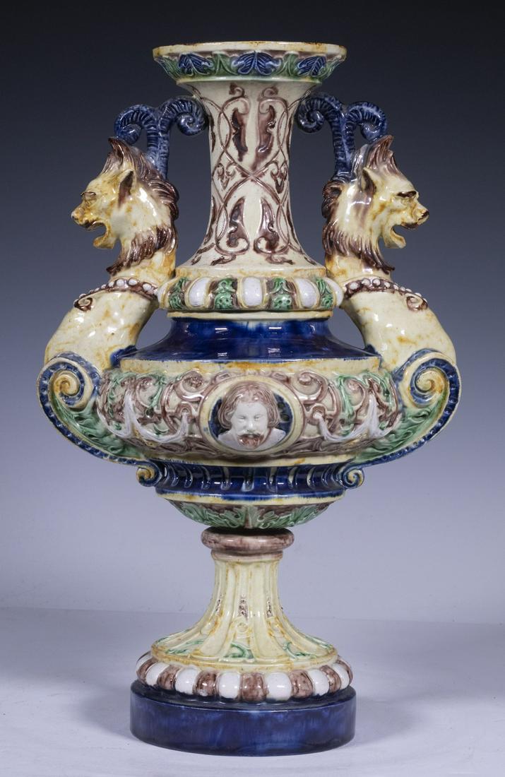 CONTINENTAL MAJOLICA VASE (1 of 4)