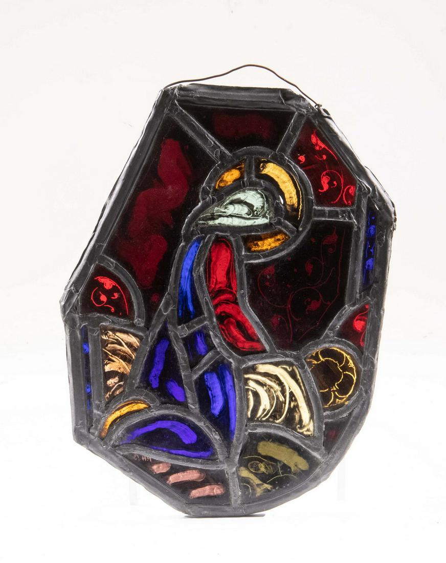 FRAGMENTS OF 16TH C. STAINED GLASS USED IN A MODERN ASSEMBLAGE (1 of 3)