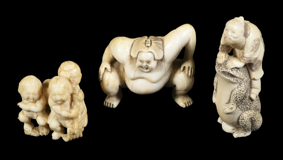(3) 19TH C. FIGURAL JAPANESE IVORY NETSUKE (1 of 3)