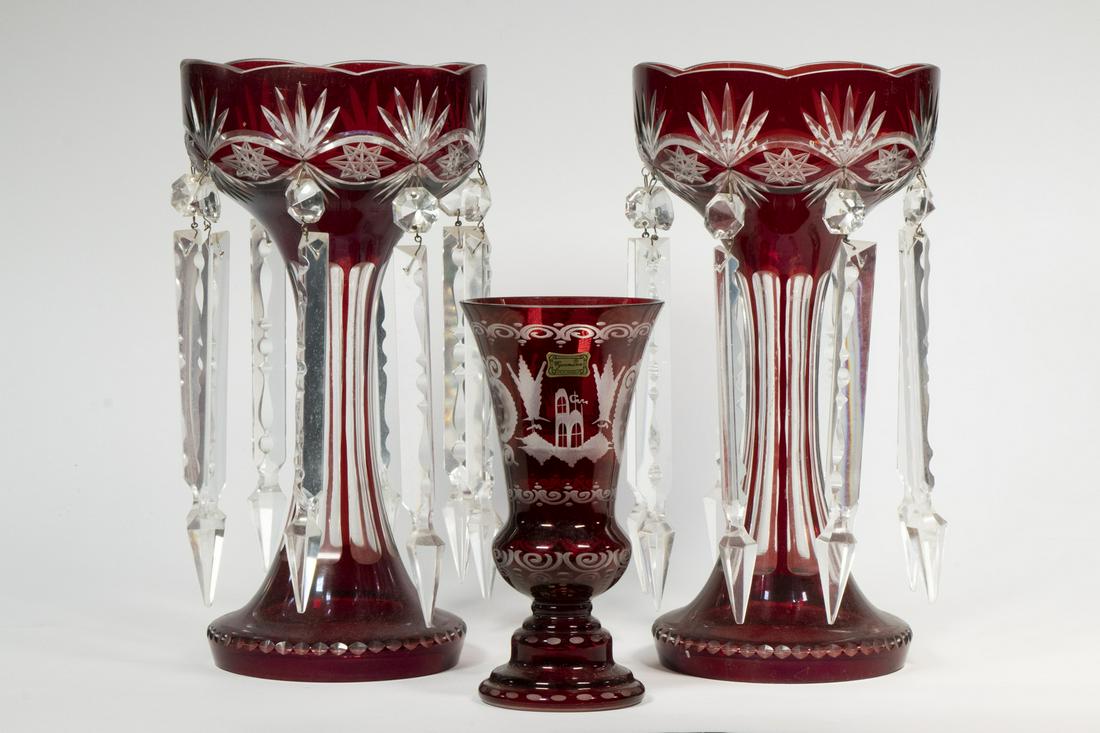 GROUP OF BOHEMIAN RUBY CUT & ETCHED GLASS (1 of 1)