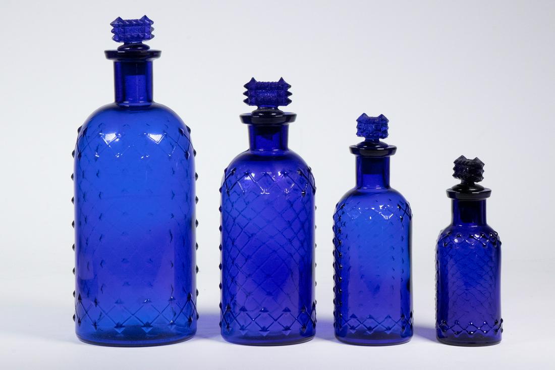 GRADUATED SET OF LATTICE POISON BOTTLES (1 of 2)