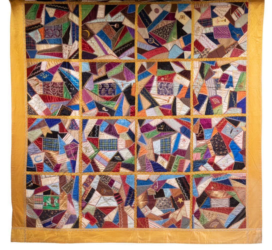 SIGNED VICTORIAN CRAZY QUILT (1 of 4)