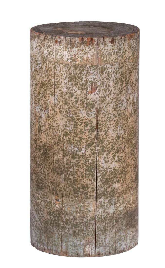 EARLY 19TH C. PAINT DECORATED PINE DISPLAY PEDESTAL (1 of 2)