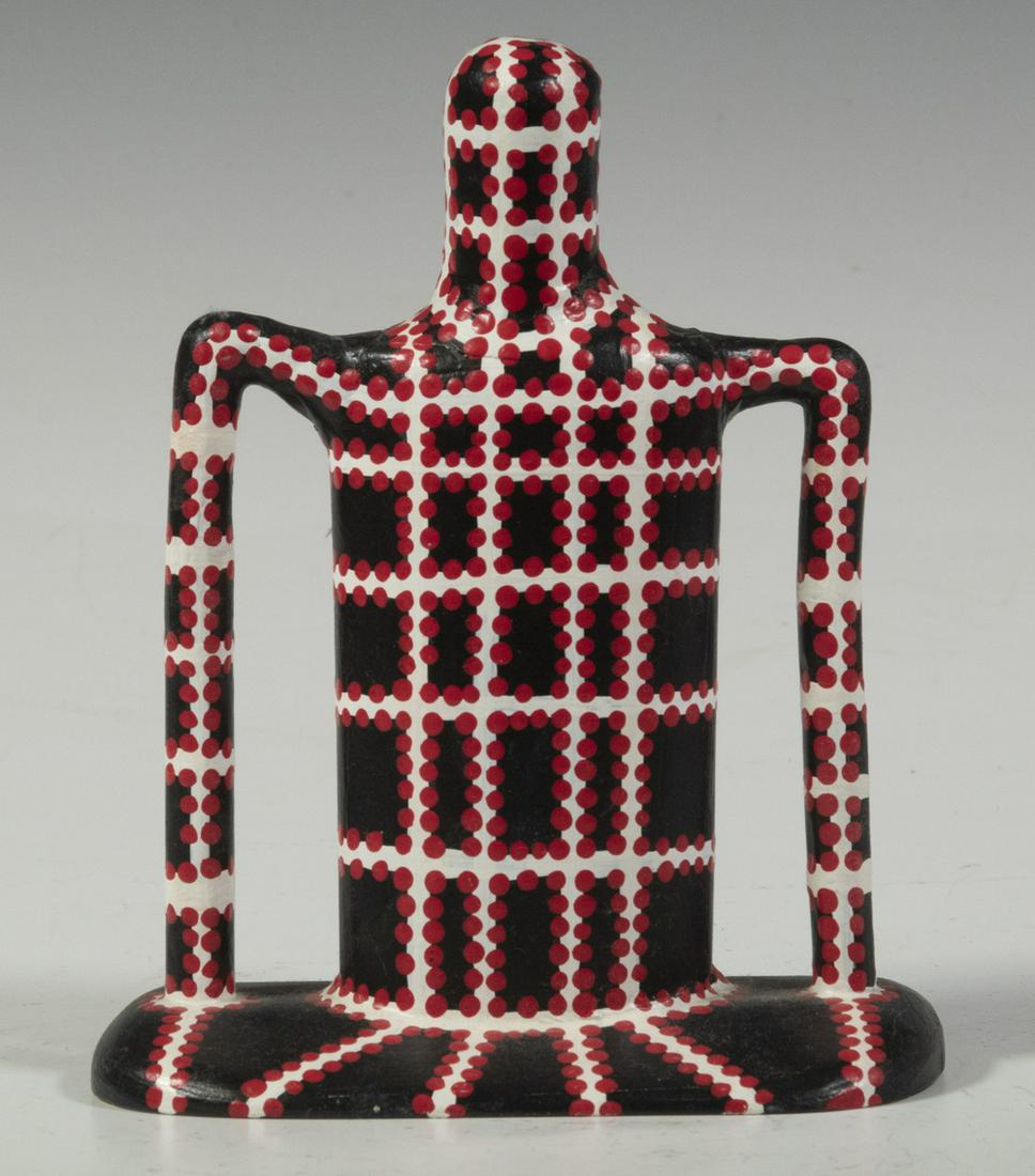 GEORGE PITNEY RHOADS (NY/IL, 1926-2021): "Phantom of the Cliffs", carved and painted wood sculpture, signed and dated 2000 on base, titled on label affixed to base, 6 1/2" high, 5 1/2" x 3". Good condition.