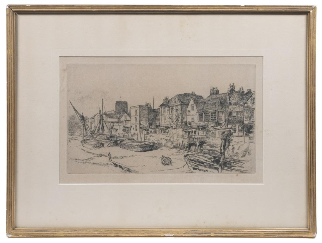 JAMES ABBOTT MCNEILL WHISTLER (MA/UK./FRANCE, 1834-1903): "The 'Adam and Eve', Old Chelsea", etching and drypoint in black ink on cream Japanese paper, unsigned, 1878, MacDonald's third state (of 3), with the artist's butterfly signature in the sky above the