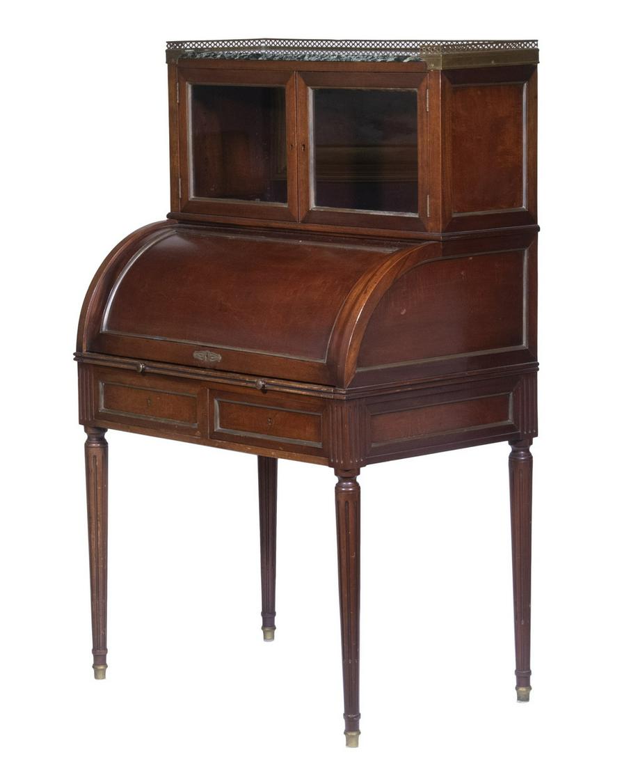 FRENCH CYLINDER DESK WITH CABINET (1 of 5)