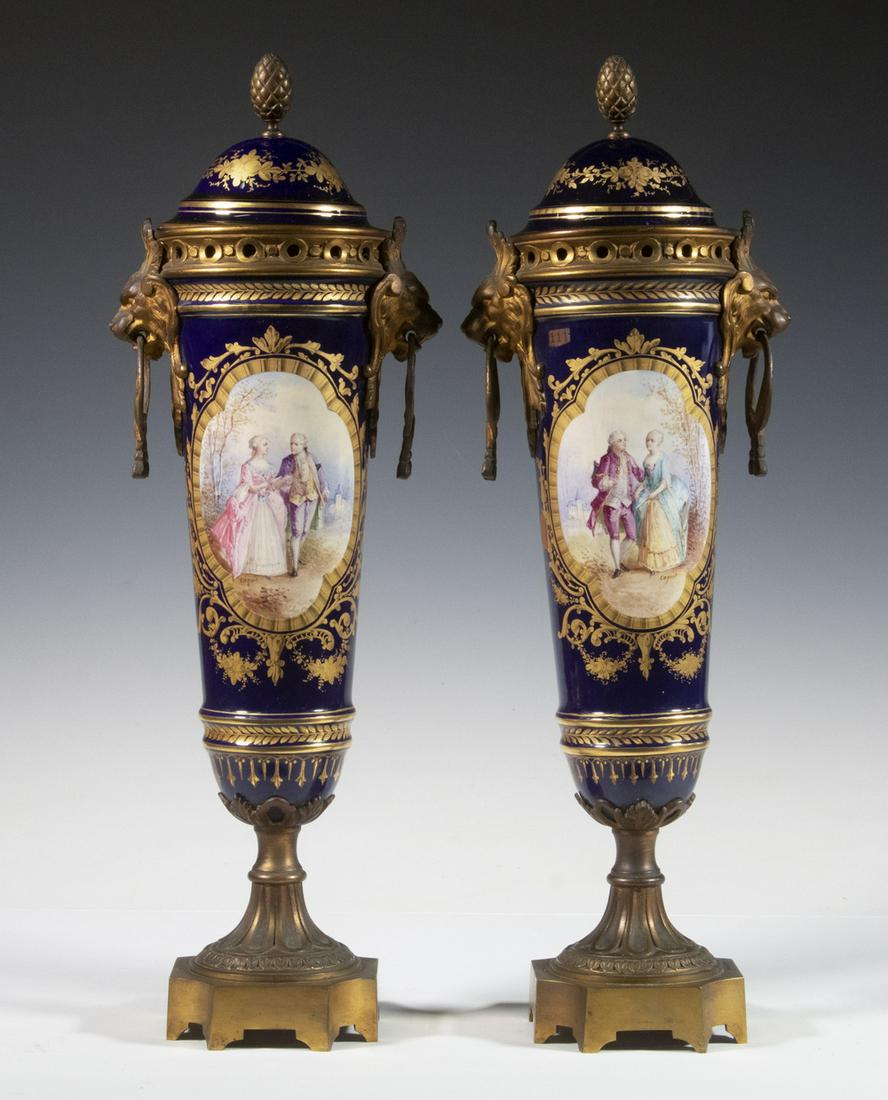PR SEVRES BRONZE MOUNTED PORCELAIN VASES (1 of 6)