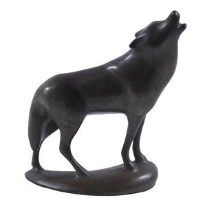 ROBERT DEURLOO (ID/CA, 1946- ): "Call of the Wild", limited edition bronze sculpture, #130/1000, signed at base edge, depicting a howling wolf, 7" high, 6 1/2" x 2 1/2". Good condition.