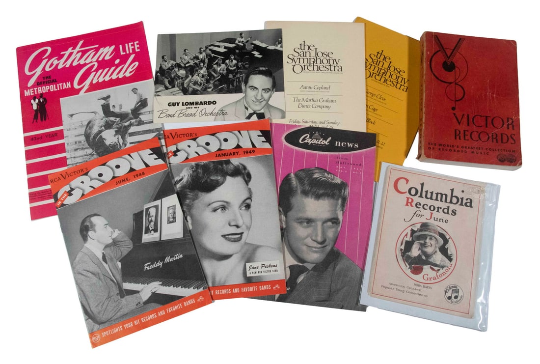LOT OF OPERA, BALLET, CLASSICAL & POPULAR MUSIC EPHEMERA, 1880'S TO 1970'S: Including: "A Year of Opera at the Castle Square Theatre, 1895-1896"; Town Hall programs for Elizabeth Mannion, with letter from Jane Gray of Ibbs & Tillett, 1966; also from Town Hall, Emile Baume, Ja