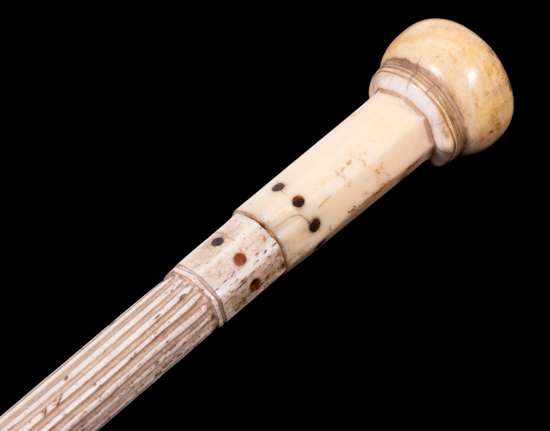 19TH C. SAILOR-MADE WHALEBONE CANE (1 of 4)