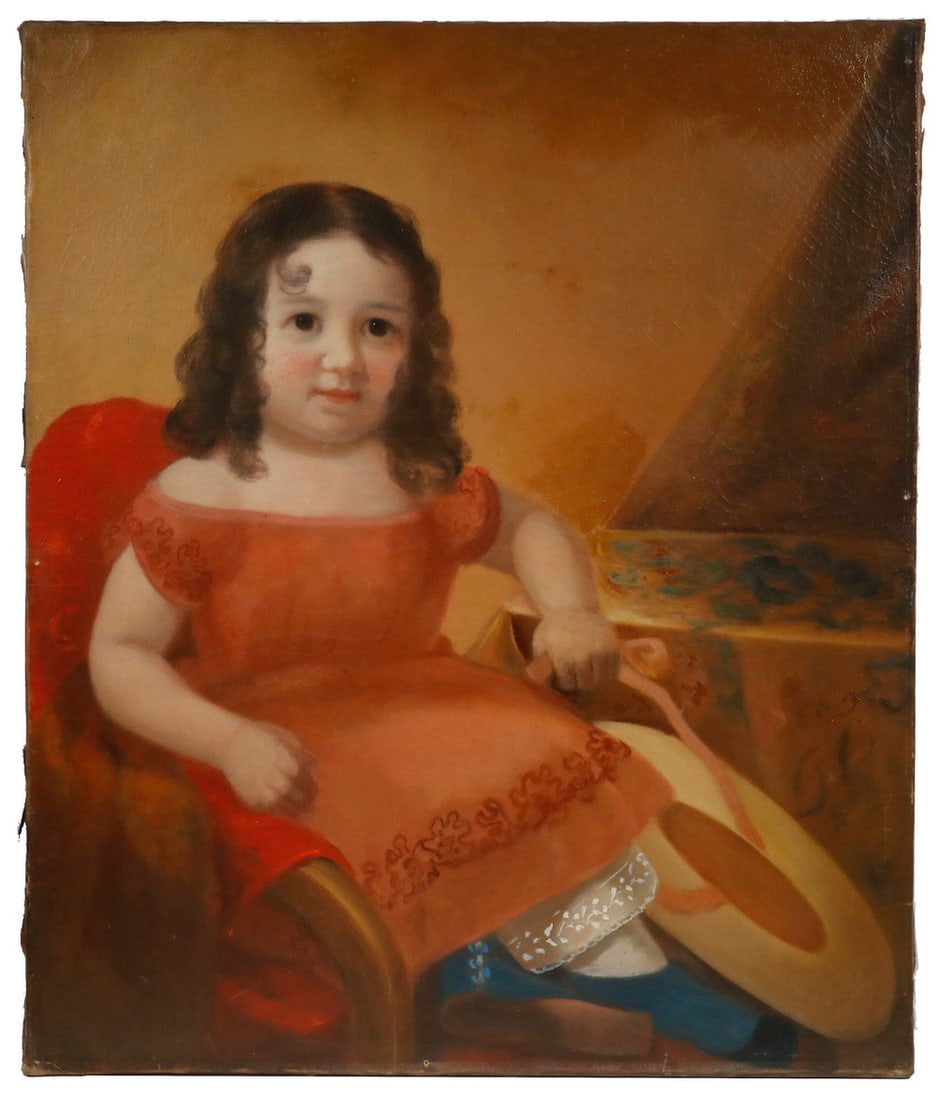 SOUTHERN SCHOOL FOLK ART PORTRAIT OF A GIRL (1 of 4)