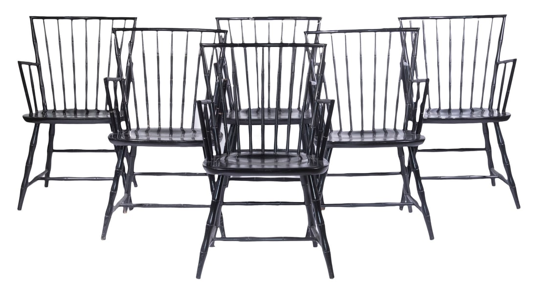 SET OF (6) NICHOLS & STONE WINDSOR ARMCHAIRS (1 of 4)