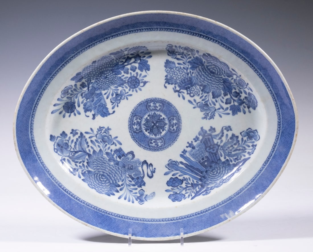 CHINESE EXPORT BLUE & WHITE PLATTER (1 of 3)