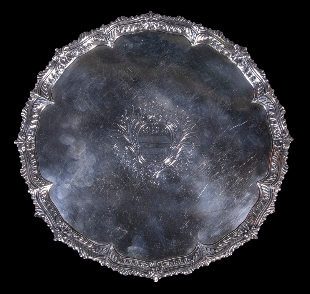 ENGLISH GEORGE II SILVER SALVER BY RICHARD RUGG I (1 of 6)