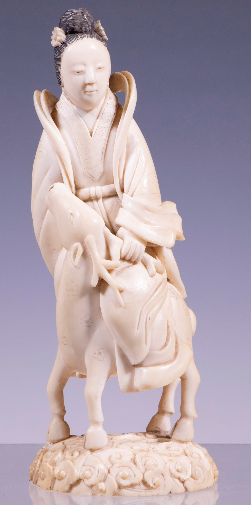 19TH C. FINE CHINESE IVORY CARVING OF A FEMALE IMMORTAL (1 of 4)