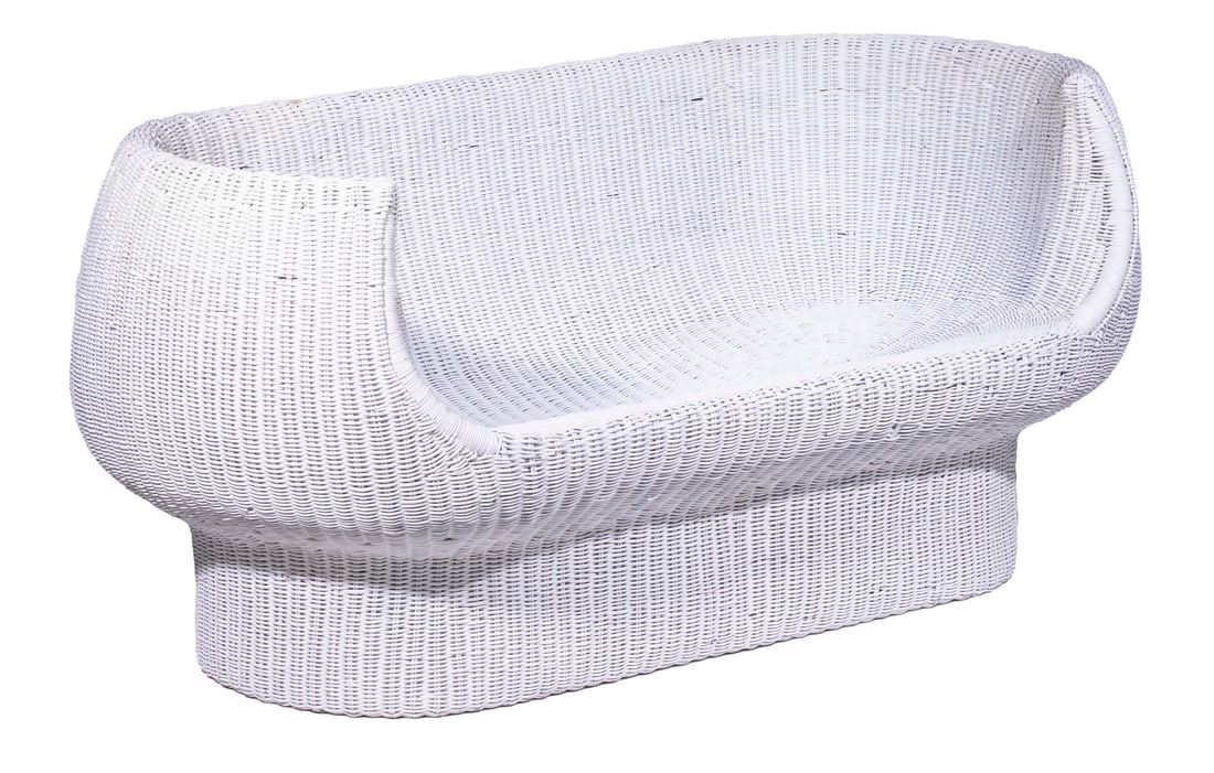 SCULPTURAL WICKER SETTEE BY ISAMU KENMOCHI (US/JAPAN, 20TH C.) (1 of 3)
