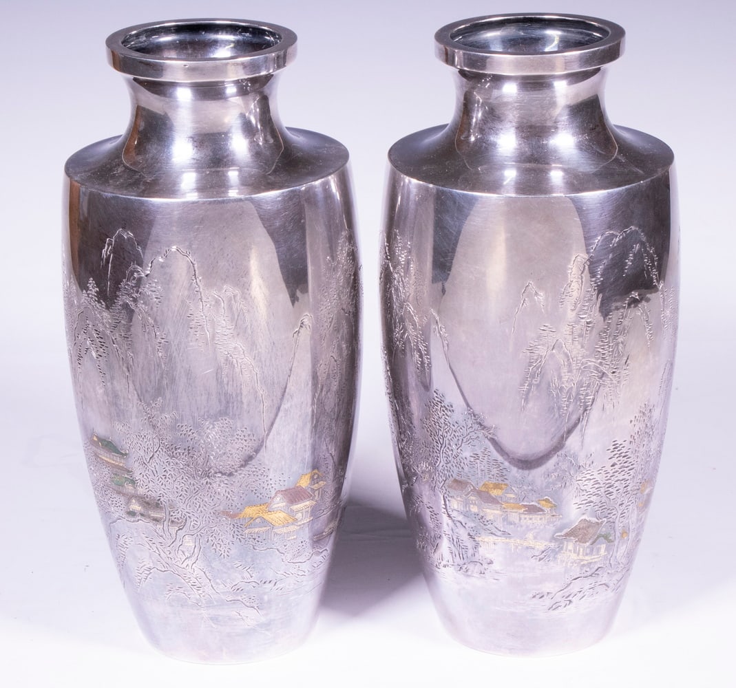 PR JAPANESE SILVER & MIXED METAL VASES (1 of 6)