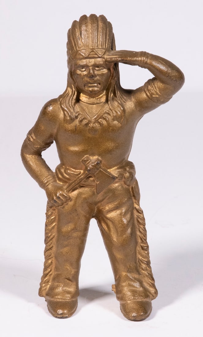 NATIVE AMERICAN CHIEF CAST IRON STILL BANK (1 of 2)