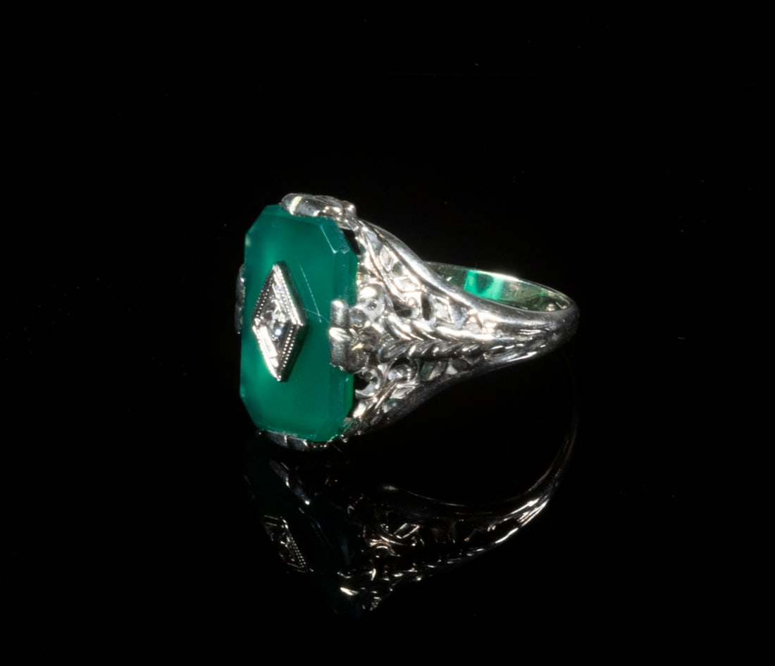 LADIES CHALCEDONY & DIAMOND RING (1 of 3)