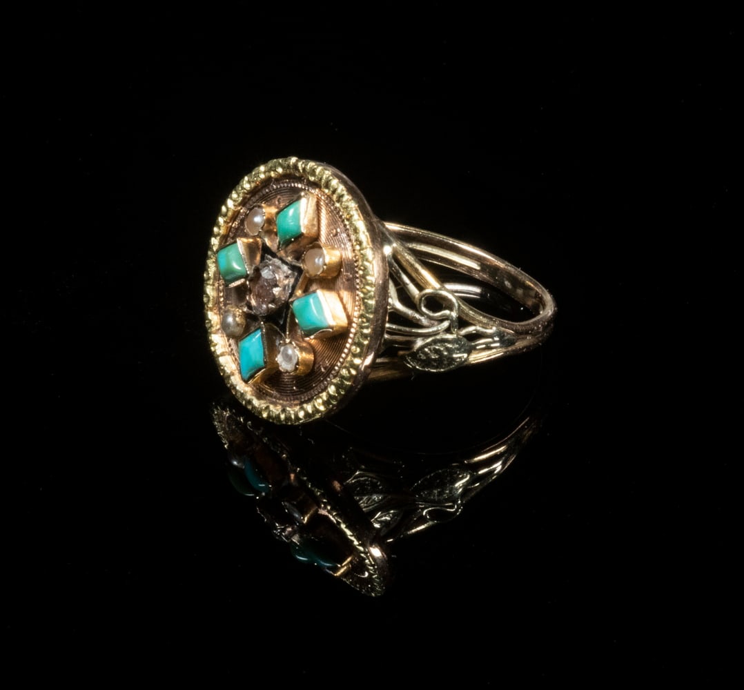 LADIES TURQUOISE & PEARL RING (1 of 3)